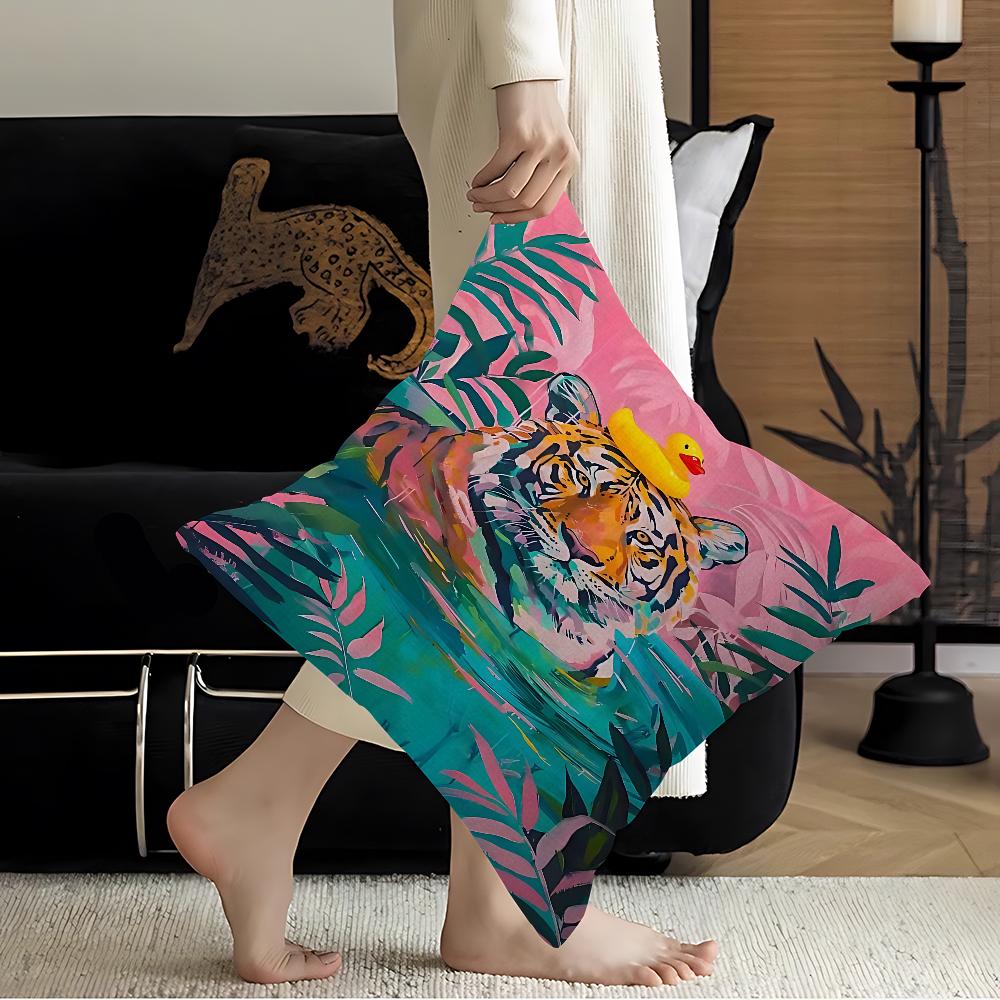 Colorful Bathtub Animal Tiger Zebra Black Cat Pillow Cover Sofa Cushion Cover Home Room Decoration Children Gift