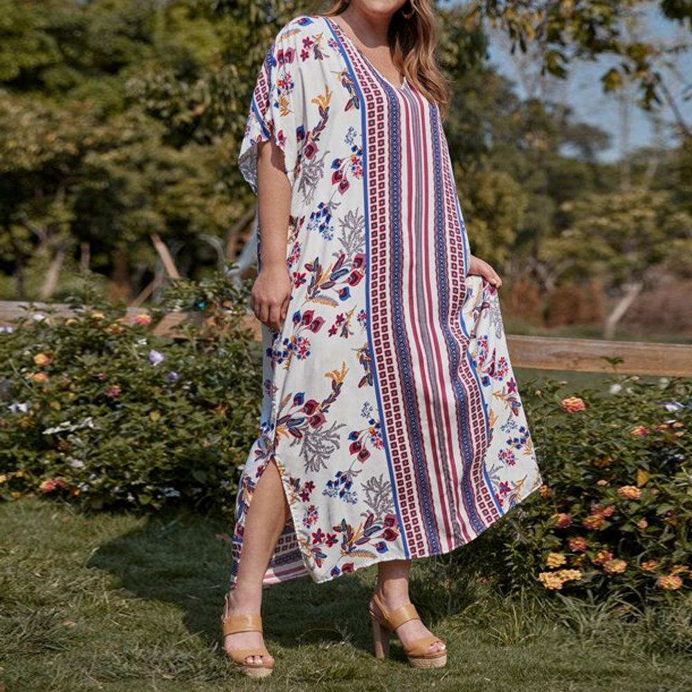 Spring and summer new women's clothing seaside vacation dress robe large size bohemian dress