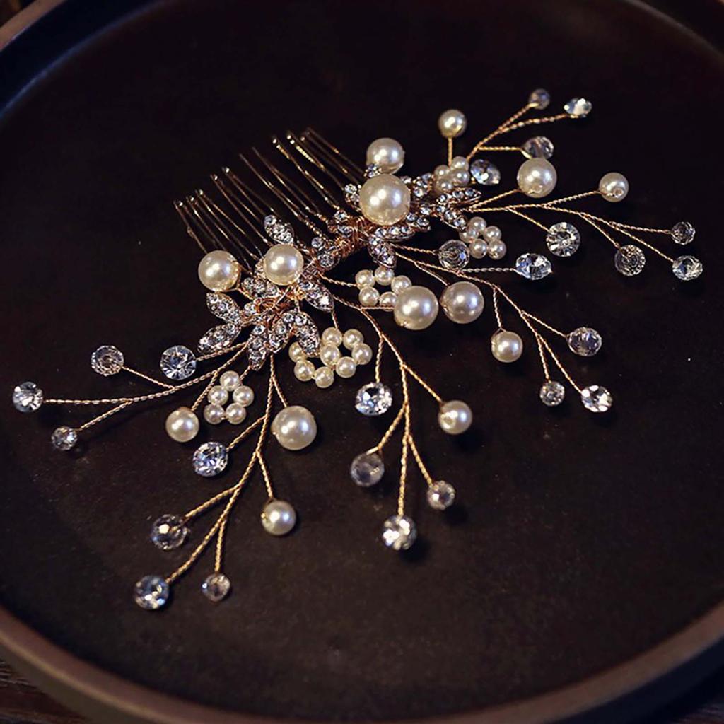 Элегантная женская заколка для волос Золотая Серебряная Лист Жемчуг Гребень для волос в корейском стиле Ювелирные изделия Свадебные аксессуары для волос для девочек Подарки на Новый год