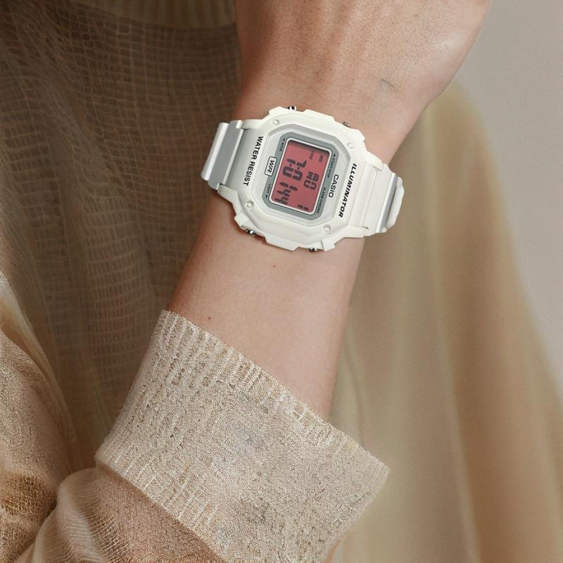 Casio Коллекция Custom Электронный механизм Ремешок из смолы Часы Мужские Часы Белый циферблат F108WHC-7B(Часы1100--)