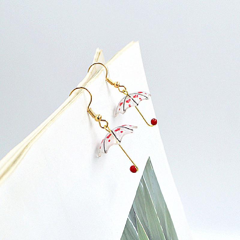 Mini Creative Simulation Umbrella Earrings, Unique Ethnic Style 3D Contrast Color Sun Umbrella, Elegant Pearl Drop Earrings for Women