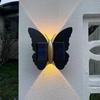 Butterfly Solar Wall Light Outdoor Waterproof Wall Washer Lamp LED Sun Lamp for Fence Patio Balcony Courtyard Yard Decoration