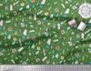 Soimoi Green Japan Crepe Satin Fabric Brush Stroke & Artistic Floral Print Fabric by the Metre 42 Inch
