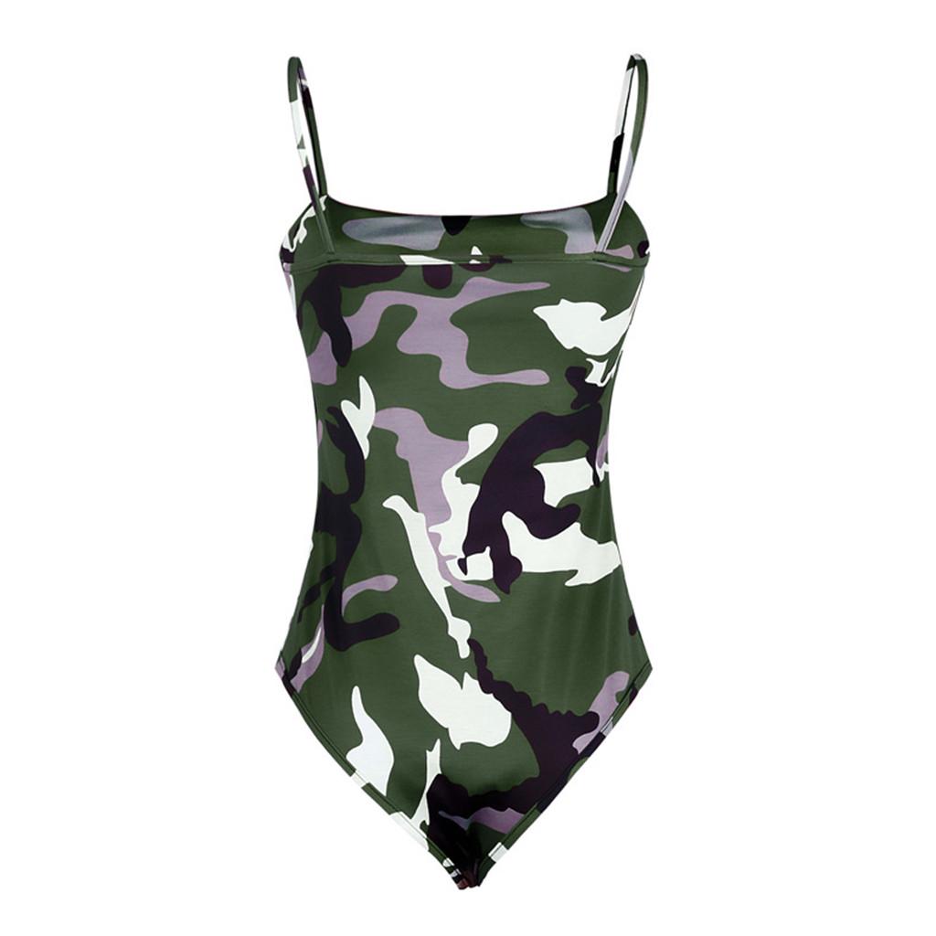Fashion Women Camouflage Printed Sexy Strapless Sleeveless Short Playsuit
