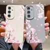 Розовые Цветы Персика Цветочный Чехол Для Samsung S26 S25 S24 Ultra S23 S22 S21 FE A15 A16 A17 A26 A35 A36 A37 A54 A55 A56 A57 5G Чехол с Текстурой Кожи
