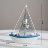 Wooden Sailing Boat Model Handmade Wooden Ship Ornament Coastal Style Nautical Decor  Gift Giving