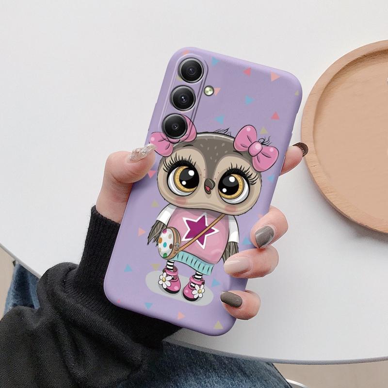 Мягкий силиконовый чехол с изображением мультяшного кота для Xiaomi Redmi Note 13 Pro 13C Poco C65 Samsung A35 A55 M35 Huawei Honor 200 iPhone Camera Защитный противоударный чехол