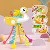 Infant Grasping Toy Cartoon Duck Astronaut Multiple Textures Pull Stick Teething Toy Grip Training Educational Toys Rattle Teether Baby
