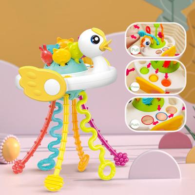 Младенческая хватательная игрушка Мультяшный утенок Астронавт Множество текстур Тянущаяся палочка Прорезыватель Тренировка хвата Образовательные игрушки Погремушка Прорезыватель для зубов Малыш