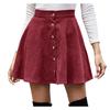 Women Lady  Solid Color High Waist Corduroy A-line Skirt   Skirt