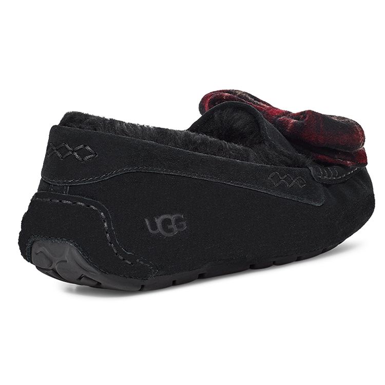 UGG Ansley Plaid Bow Теплые плюшевые низкие повседневные туфли женские кроссовки черные 1127850-BLK