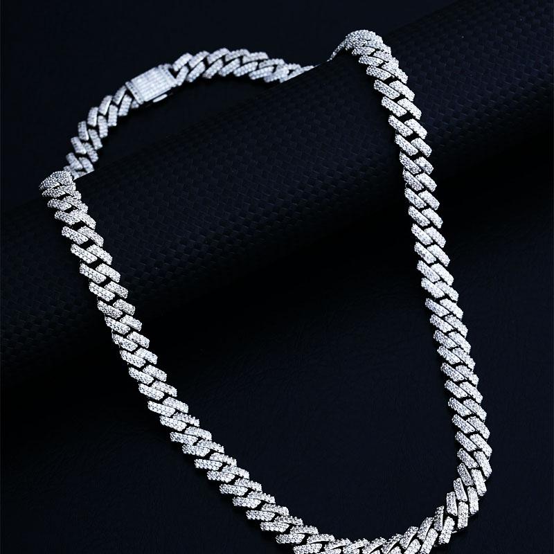 Cuban Chain Brass Zircon Hip Hop Personalized Fashion Necklace Accessories Customized Mozambique Stone for Both Men Women Gift