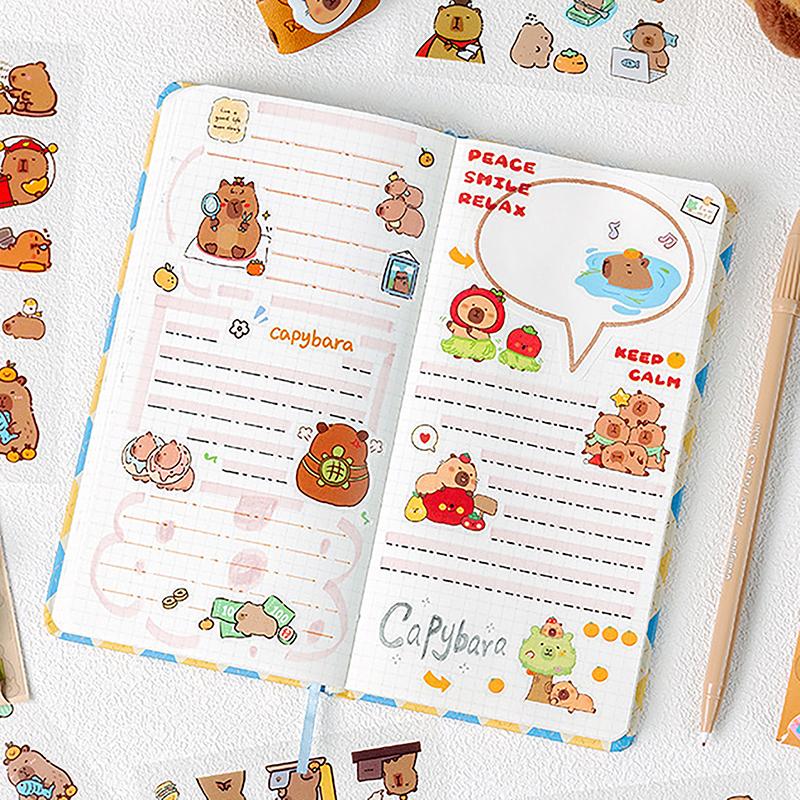6 шт. в упаковке водонепроницаемые наклейки капибара декоративные детские наклейки принадлежности для скрапбукинга симпатичные наклейки упаковка украшение для дневника