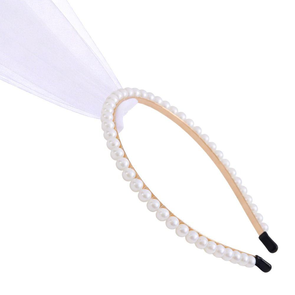 Элегантный свадебный головной убор Повязка на голову с жемчугом по краю Премиум Свадебная фата Помолвка