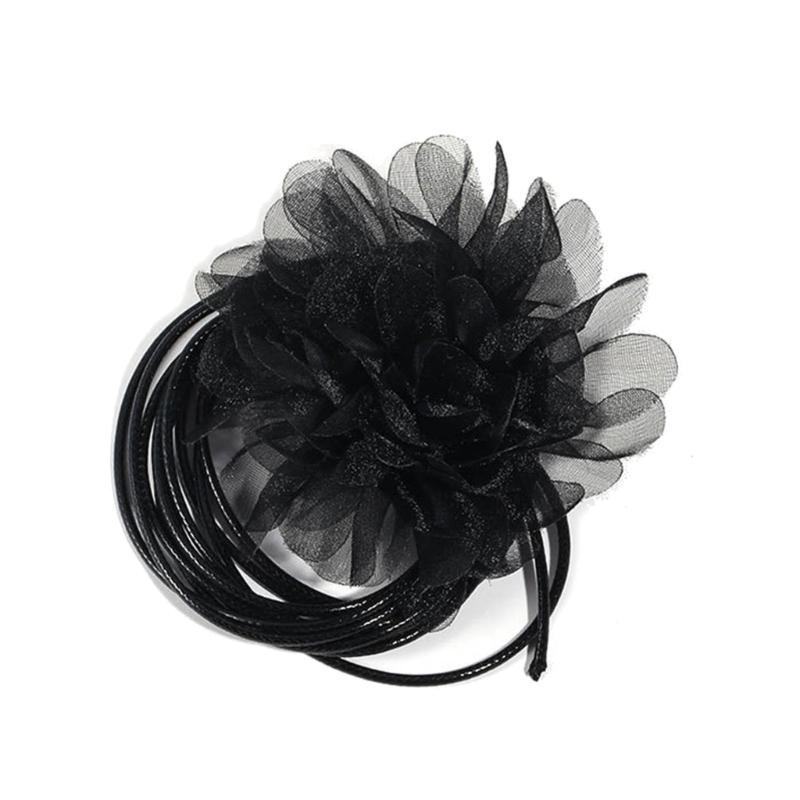 Ожерелье-чокер с цветком Элегантное ручной работы Цветочное ожерелье-воротник Вечеринка Ювелирные изделия Тканевый материал Подарок для женщин и девушек