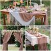 Rustic Wedding Table Decor Cheesecloth Runner, Sheer Boho Dining Heat Resistant Runner Centerpiece for Bridal Shower Baby Modern Events