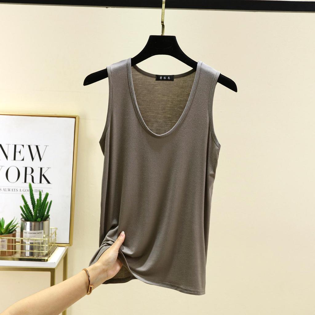 6XL Свободный жилет с овальным вырезом, эластичный, летний, из модала, модный, универсальный, большого размера, базовая рубашка, нижняя часть с изогнутым краем, женский топ