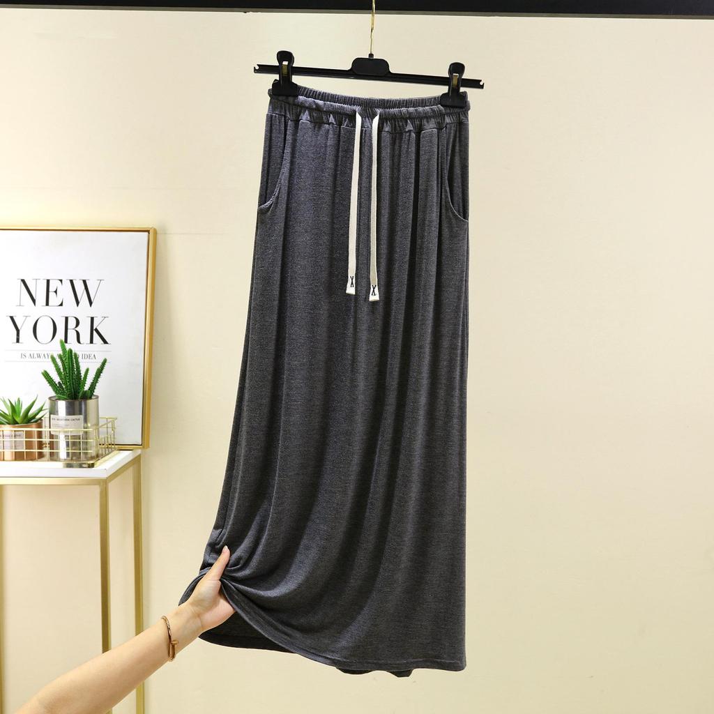 Женская миди-юбка А-силуэта на резинке - Модал, карман, кэжуал, свободный крой для весны/лета