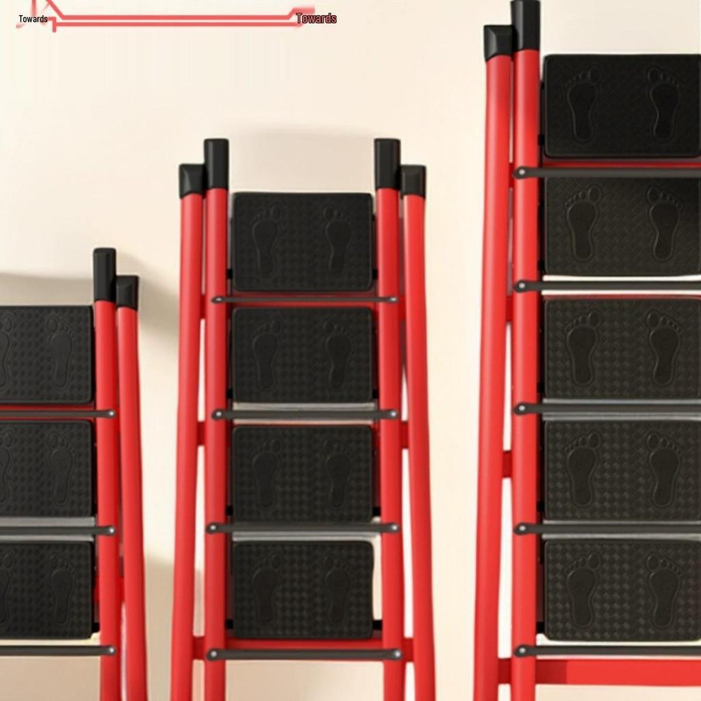 Folding Telescopic A-Frame Household Ladder, Thickened Step Stool, 3-4 Steps, Multifunctional Indoor Use.