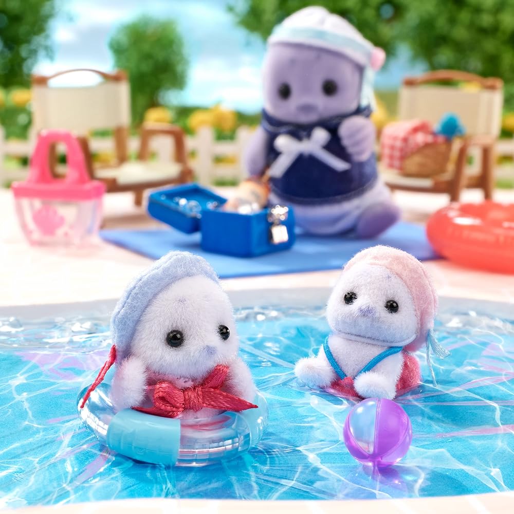 EPOCH Sylvanian Families Seal Family Doll Set 3 Years and Up Toy for Dollhouse
