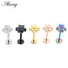 Alisouy 1PC Нержавеющая сталь Собака Следы Лист 16G Tragus Helix Bar Лабрет Губное кольцо Хрящ Ухо Серьги Пирсинг Украшения для тела