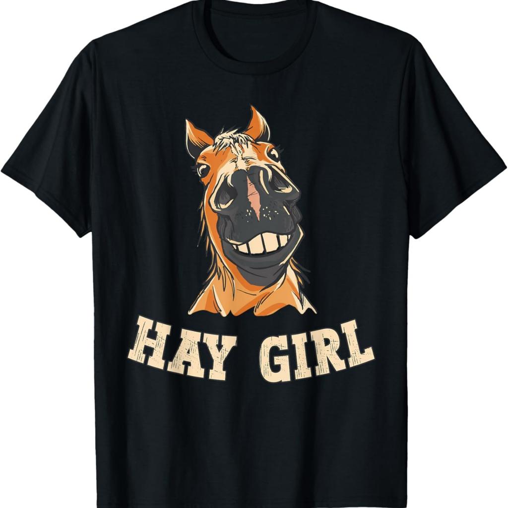 Men's Black Funny Horse T-Shirt