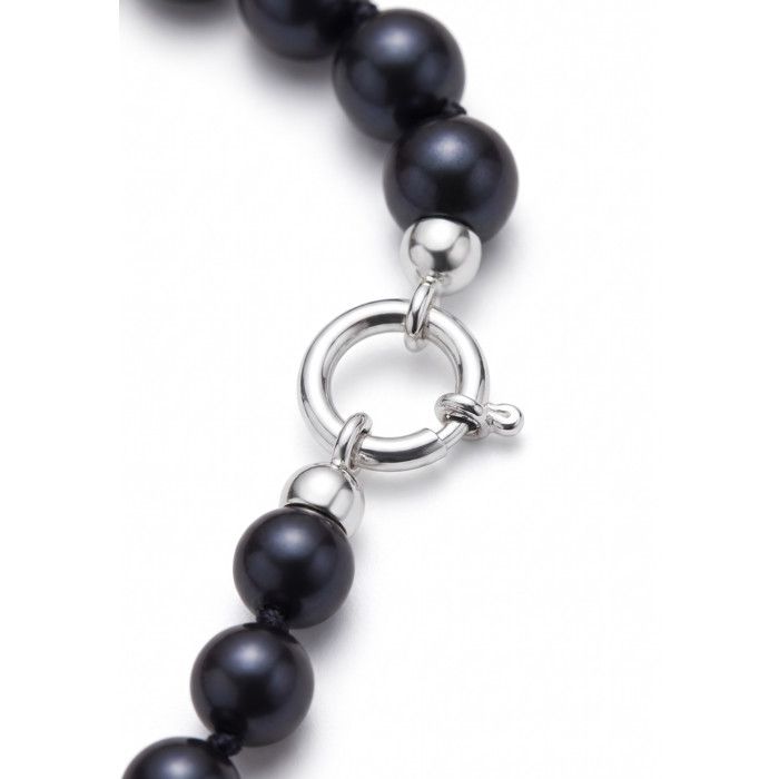 Collier - Pearls &amp; Colors - Perle de Culture d'Eau Douce AAA+ - Noire - 42 cm - Argent Massif