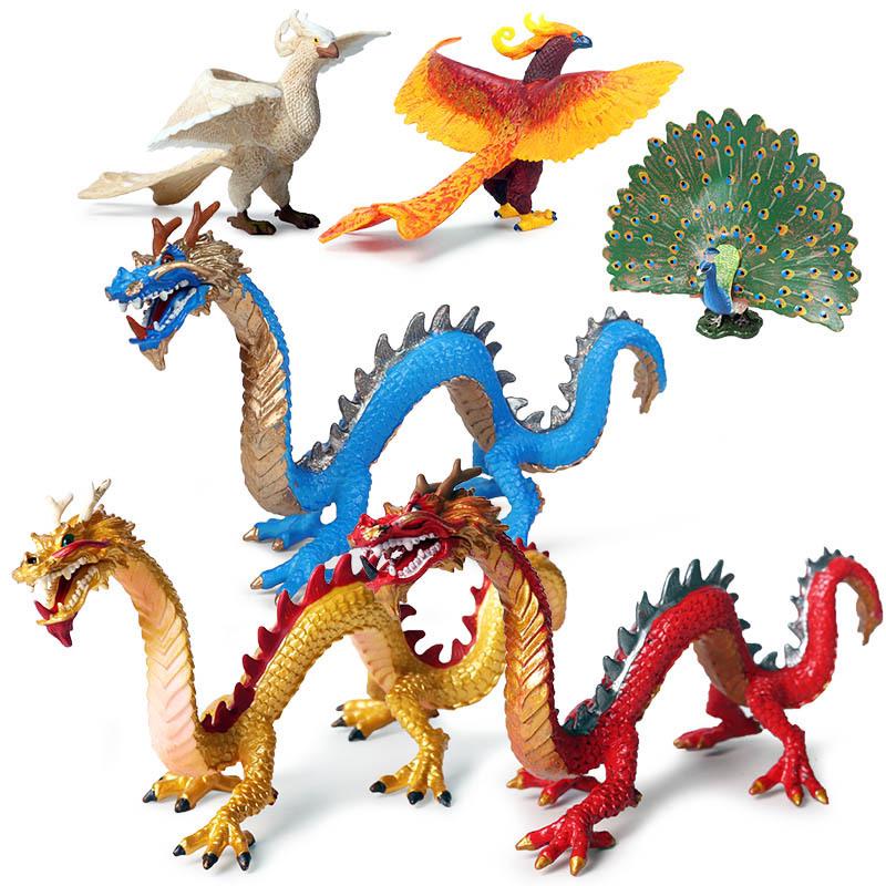 Dinosaur & Dragon Plastic Toy Set: Mythical Animal Figures for Kids