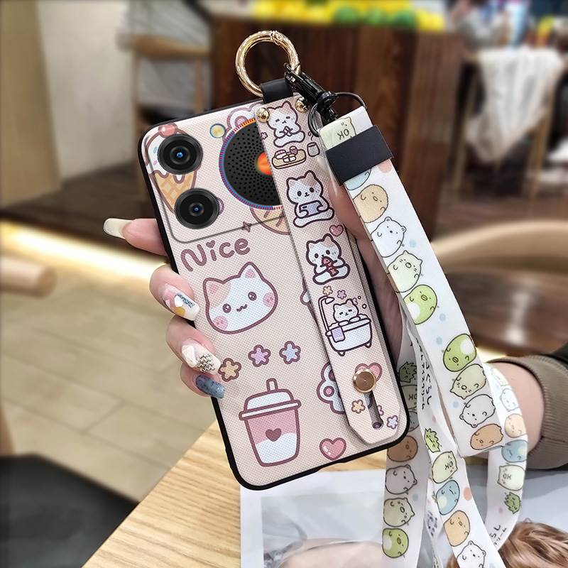 Phone Holder Anti-knock Phone Case For ZTE Nubia Music Lanyard Ring Waterproof Shockproof Kickstand Wrist Strap Cartoon