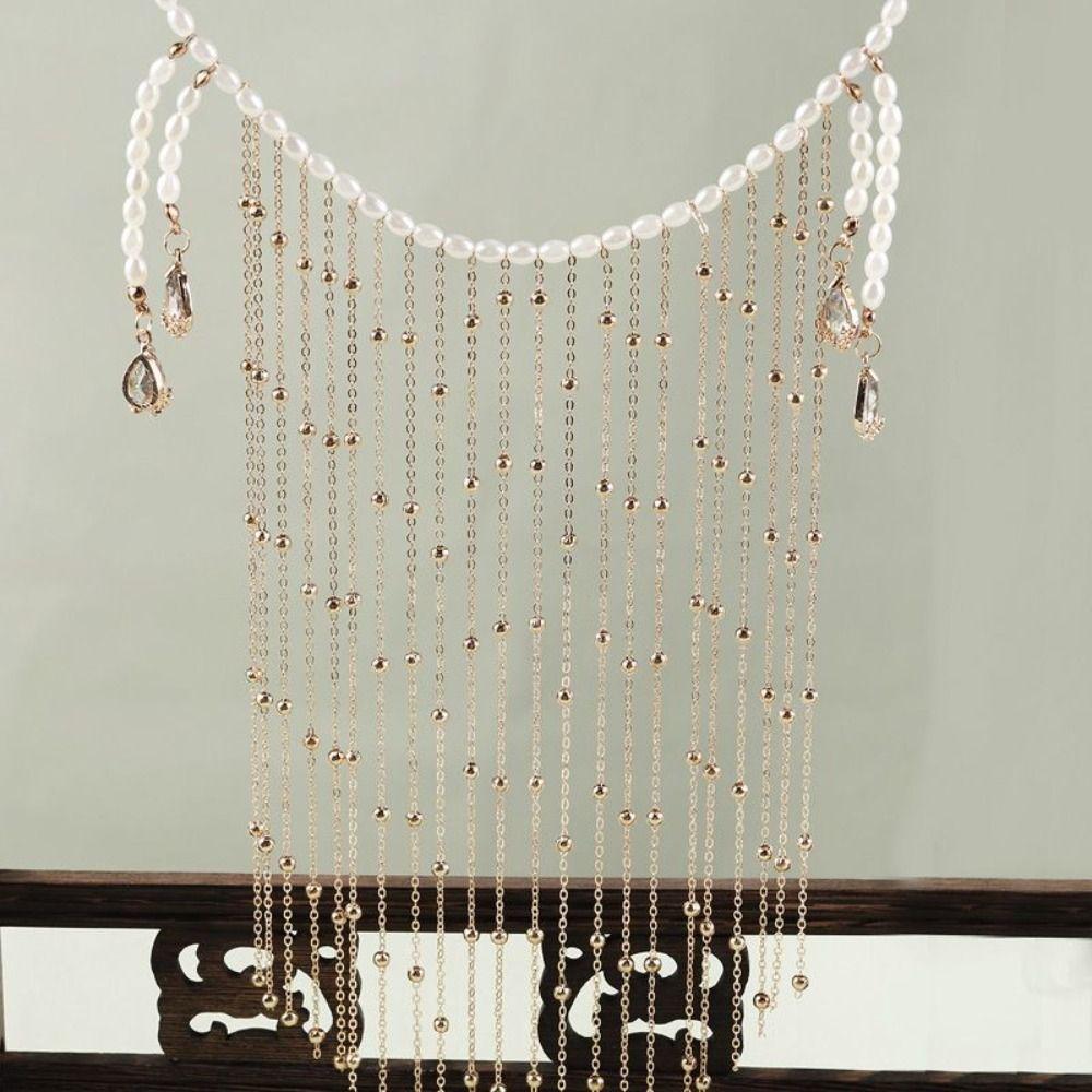 Жемчужная Золотая Маска Феи Головной убор Таинственная Вуаль Креативная Цепочка для лица Ханфу Мужчины