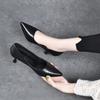 Spring and Summer New Pointed High Heels First Layer Cowhide Simple Thin Heel Shallow Mouth Women's Shoes Three Kinds of High Heel Work Shoes