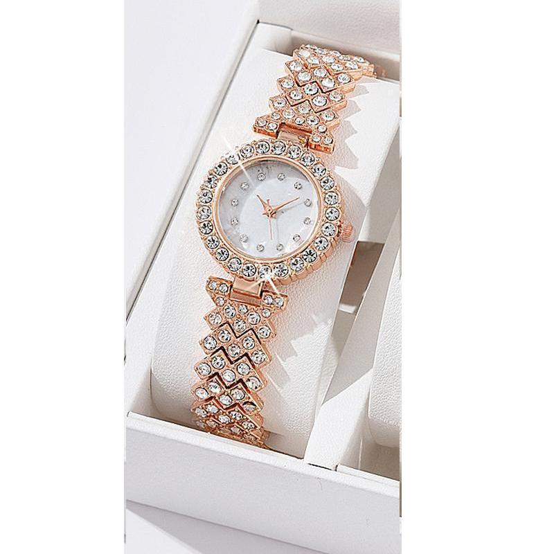 Popular Accessory Set Women's Alloy Quartz Watch Necklace Ring Combination WristWatch Luxurious 6PCS Set Fashionable Earrings Bracelet