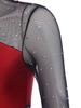 One Shoulder Dance & Stage Bodysuit for Women S-XXL: Sparkling Rhinestone & Sheer Mesh Long Sleeve Gymnastics Costume