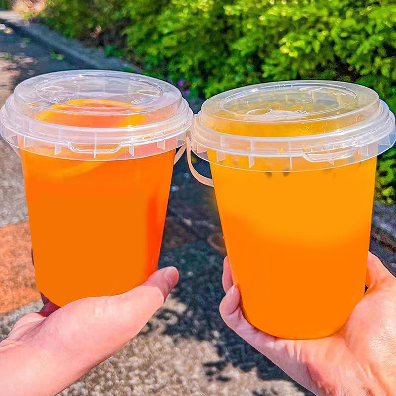 Food Grade Plastic Thicken Bucket Small Clip Stationery Storage Bucket Milk Tea Pickle Takeaway Bucket With Lid Storage