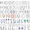 925 Sterling Silver Blue Eyes Earrings For Women Original Pave Colorful Zircon Round U Shape Star Moon Earrings Luxury Jewelry