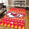 Kansas City Christmas Football Pattern Soft Area Rug Non Slip Indoor Floor Carpet Sports Decor Mat for Bedroom