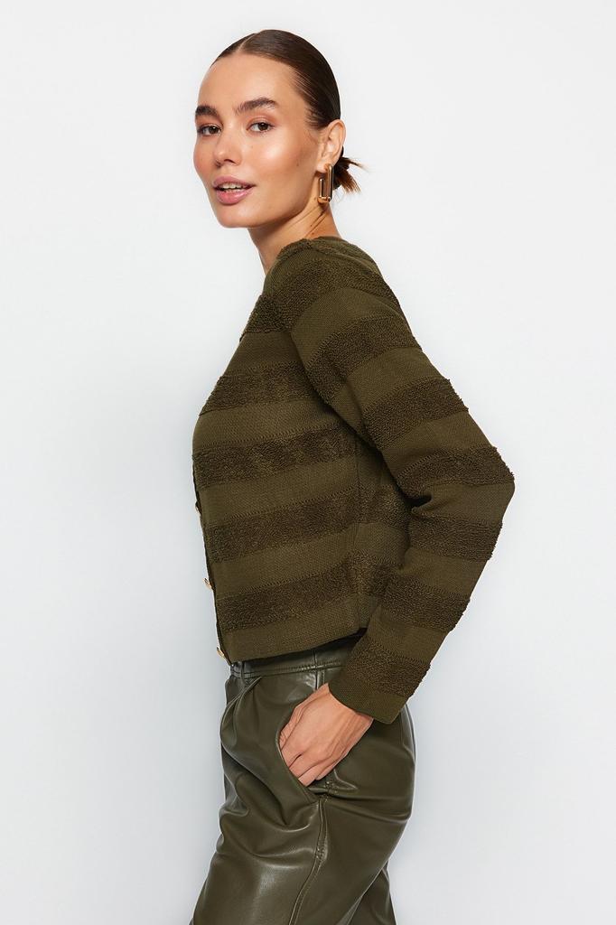 Женский модный стильный кардиган, темно-синий пиджак с круглым вырезом, трикотажный кардиган