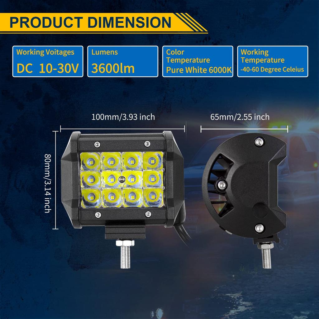 36 Вт светодиодный рабочий свет 12 В 24 В светодиодный рабочий свет узкий угол светодиодный прожектор IP67 водонепроницаемый 6000 К белый вилочный погрузчик наружное освещение (2)штук