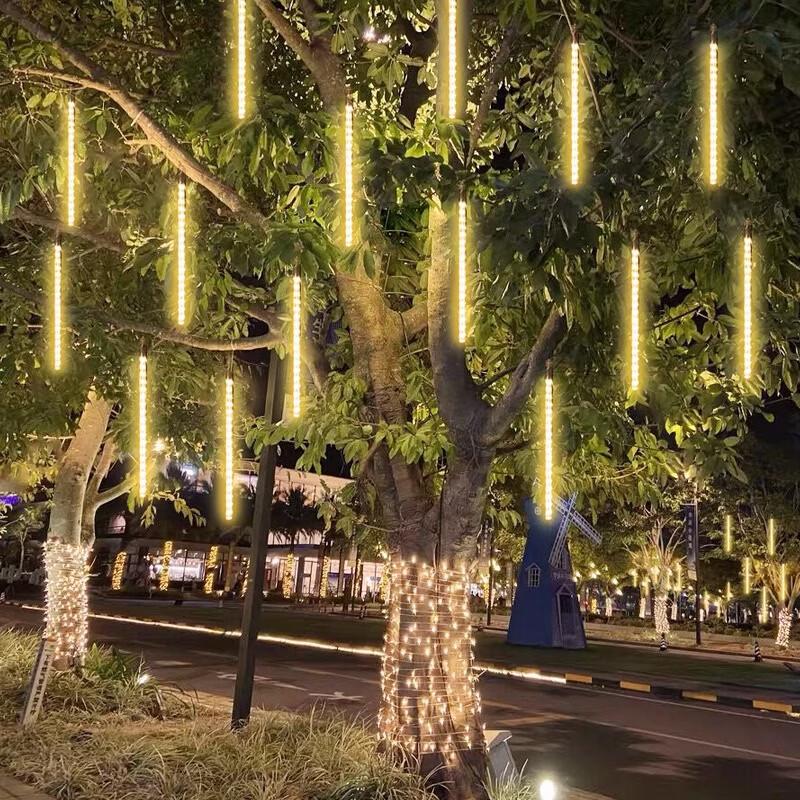 Outdoor Solar Star Waterfall String Lights