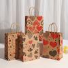 12 Valentine's Day Paper Gift Bags, Love Patterned Kraft Paper Gift Bags, Valentine's Day Party Gift Packaging, 5.9x3.1x8.3 Inches