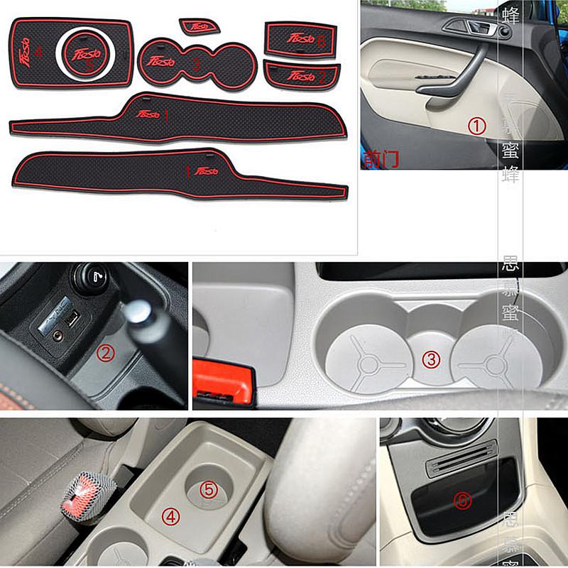 8 шт. резина для Ford Fiesta MK6 6 2008-2014 2015 2016 салон автомобиля противоскользящий коврик с пазами для дверей украшение для чашки
