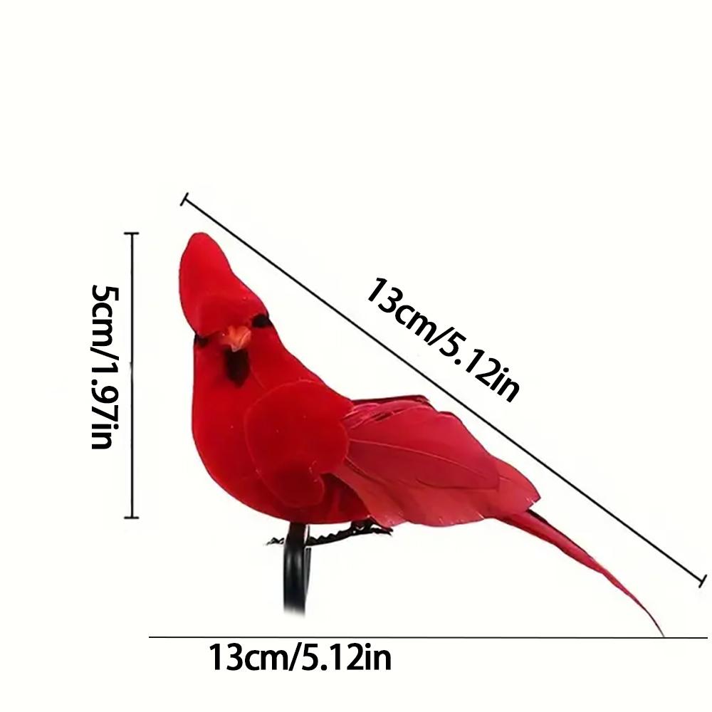 8-Piece Lifelike Red Cardinals Garden Decor with Silvery Clips Ideal for Christmas Weddings Home Decor Christmas Trees Ornament