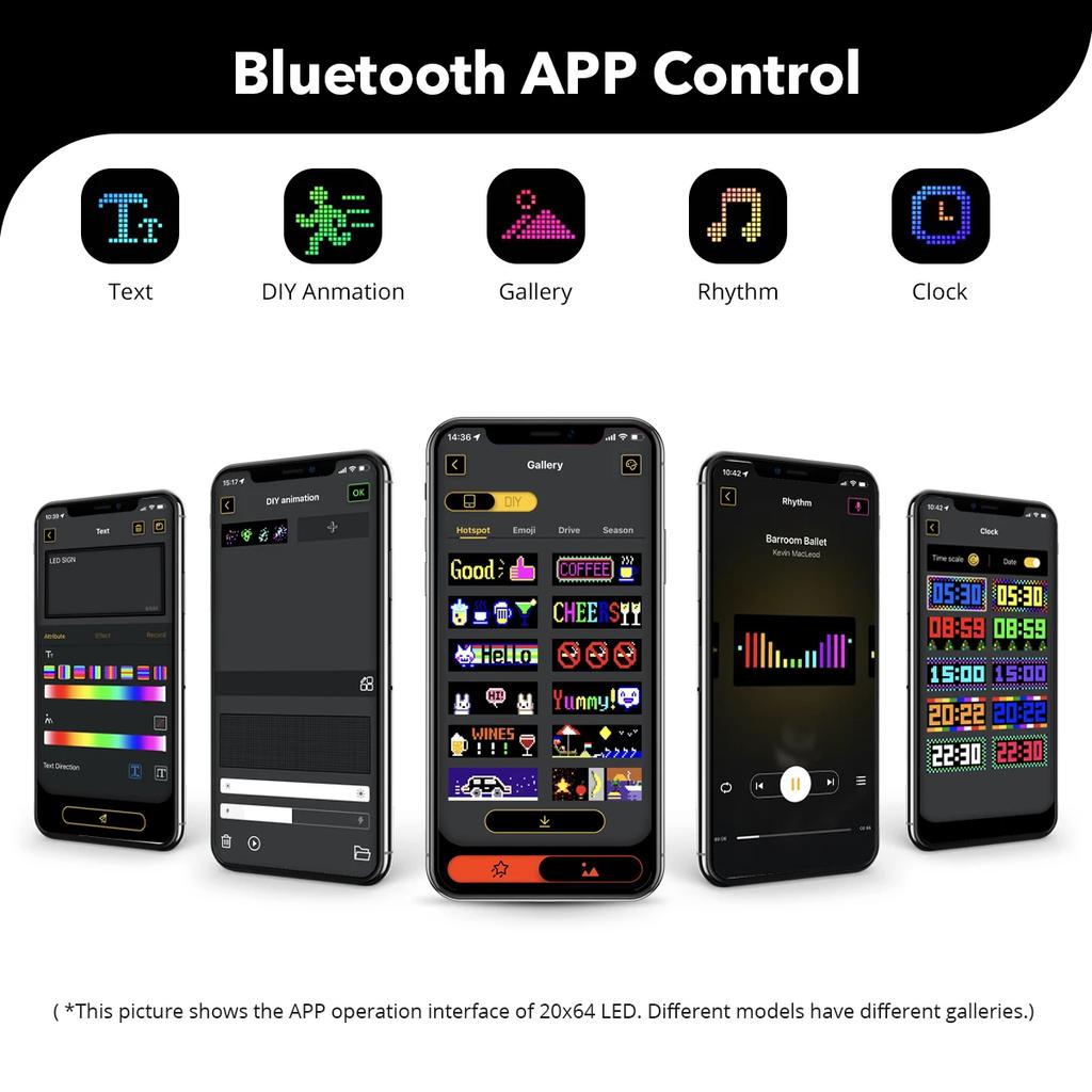 Прокручивающаяся рекламная светодиодная панель вывесок Bluetooth-приложение Управление логотипом Подсветка Настройка текста Шаблон Анимация Программируемый автомобильный дисплей