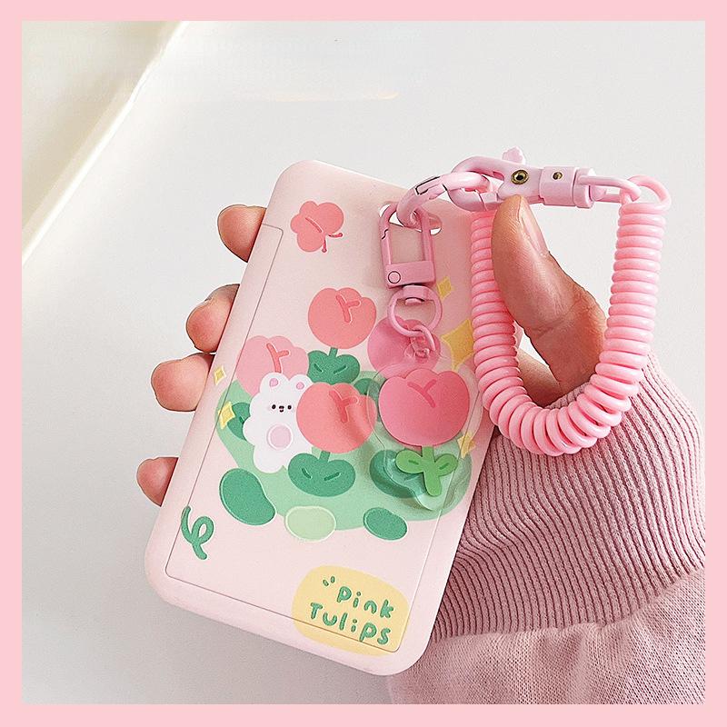 Чехол с мультяшным принтом, идентификационная бирка, чехол для рабочей карты с эластичным ремешком на запястье, держатель для бейджа, чехол для деловой карты доступа