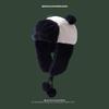 Cute Black And White Panda Lei Feng Hat Women'S Autumn And Winter Warm Hooded Three Piece Set Plush Ear Protection Hat