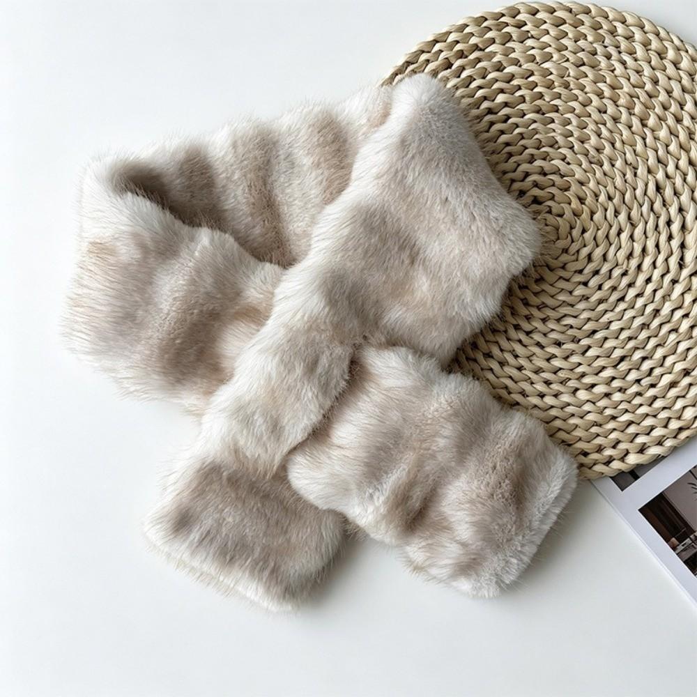 Thick Faux Fur Hat Scarf Set Windproof Fur Snood Scarf Fashion Winter Hat Scarf Set Outdoor Travel