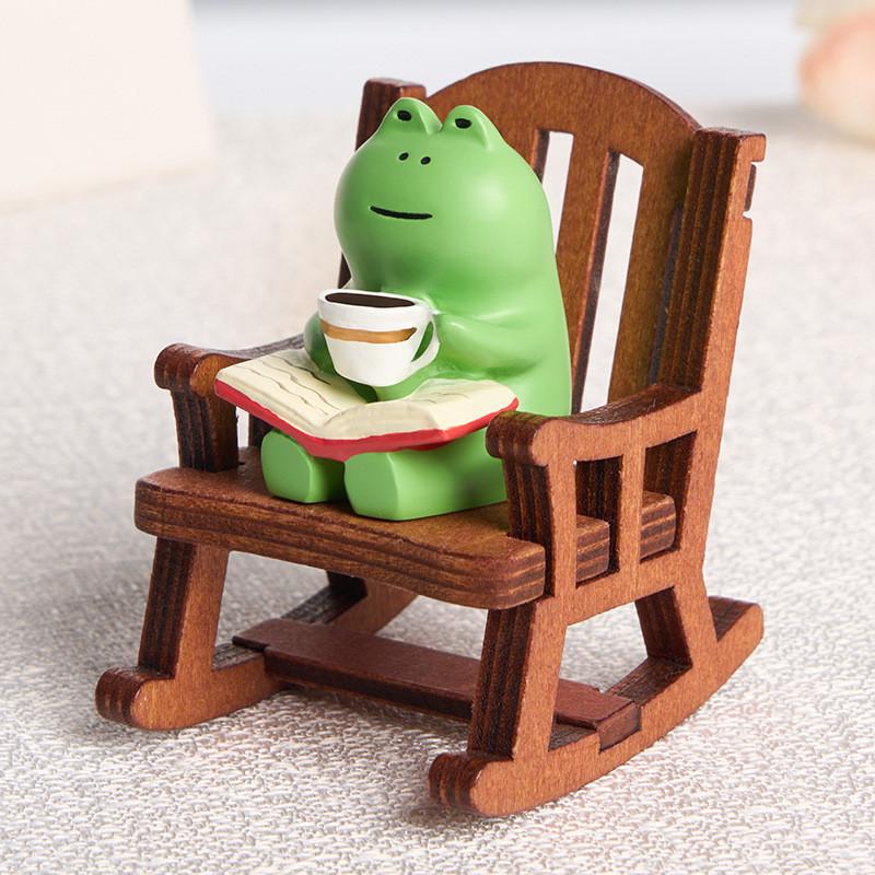Whimsical Frog Rocking Chair Desktop Ornament Ideal For Office Decor Charming Healing Figure