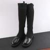 Зимние женские носки ботфорты вязаные средний каблук модная обувь женщина бренд 2025 тренд гот фэд туфли уютные для вечеринки снежные ботильоны женские