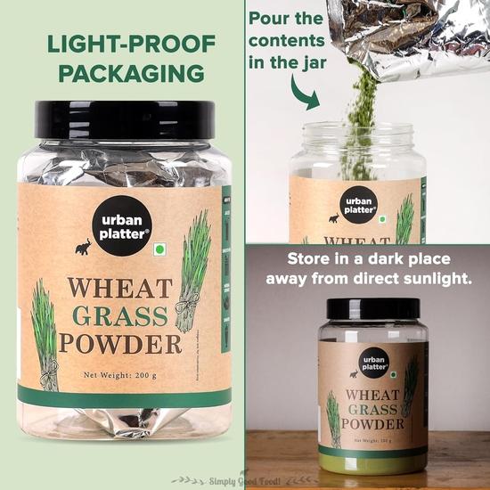 Urban Platter Органический порошок ростков пшеницы, 200 г [Повышающий иммунитет | Суперфуд | Поддерживает здоровый метаболизм | Детоксифицирующий]
