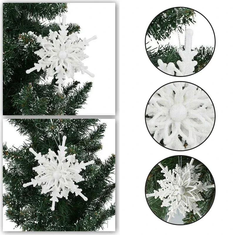 12cm Big Christmas Ice White 3D Snowflake Plastic Glitter Xmas Hanging Pendant for Home Party Wedding Tree Decoration Hot